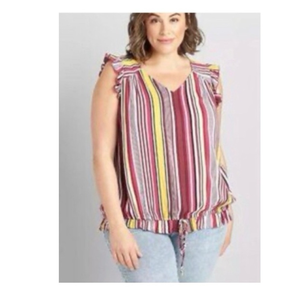 Lane Bryant Striped‎ Tie Hem Ruffle Top